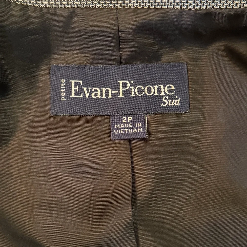 Evan Picone Women's 2P Gray Black Textured‎ Blazer Trendy Career Business Button